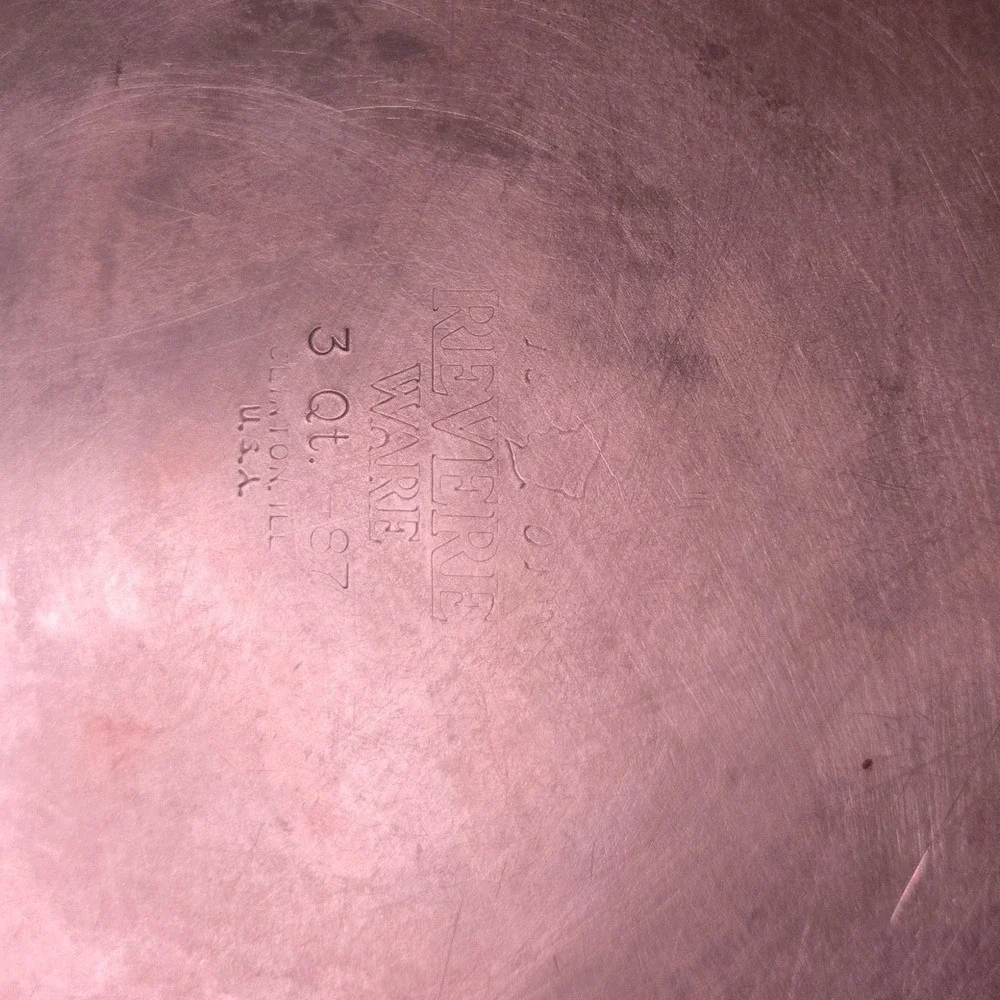 Revere Ware 3 Quart Copper Bottom Saucepan w/ Lid Stainless USA model 87‎